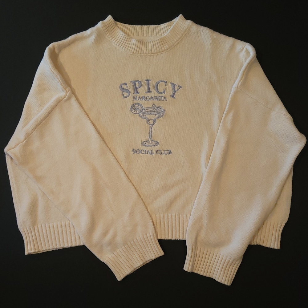 moon & madison Cream 'Spicy Margarita' Graphic Crewneck Sweater